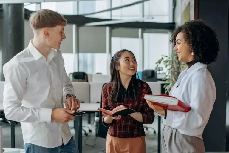 Business leader embracing growth mindset in leadership with team collaboration and innovation
